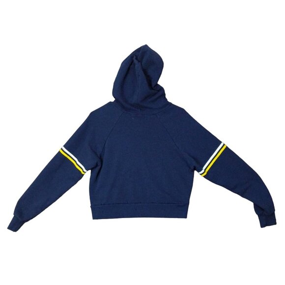 SOULCYCLE Womens Grinding Cropped Hoodie XS Distressed Navy Cotton Long Sleeve - Picture 3 of 11